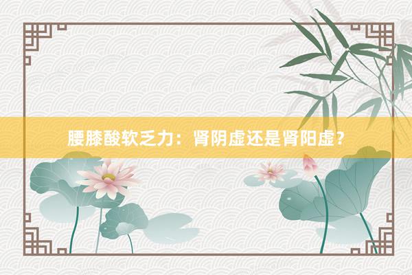 腰膝酸软乏力：肾阴虚还是肾阳虚？